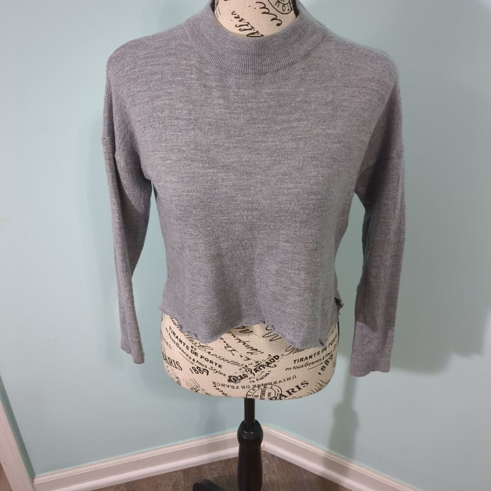 Maxwell merino wool cropped grey sweater women's medium